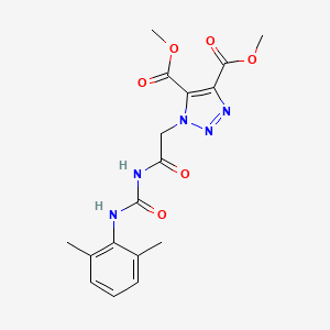 molecular formula C17H19N5O6 B2924952 dimethyl 1-[2-({[(2,6-dimethylphenyl)amino]carbonyl}amino)-2-oxoethyl]-1H-1,2,3-triazole-4,5-dicarboxylate CAS No. 892277-93-9