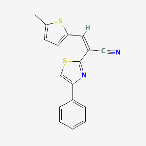 molecular formula C17H12N2S2 B2924954 (Z)-3-(5-methylthiophen-2-yl)-2-(4-phenylthiazol-2-yl)acrylonitrile CAS No. 332175-28-7