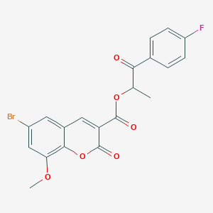 molecular formula C20H14BrFO6 B2924963 1-(4-fluorophenyl)-1-oxopropan-2-yl 6-bromo-8-methoxy-2-oxo-2H-chromene-3-carboxylate CAS No. 941010-34-0