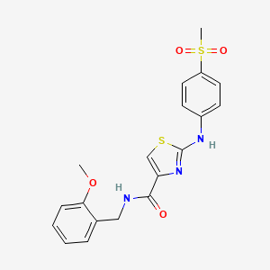 molecular formula C19H19N3O4S2 B2924965 N-(2-methoxybenzyl)-2-((4-(methylsulfonyl)phenyl)amino)thiazole-4-carboxamide CAS No. 1172250-99-5