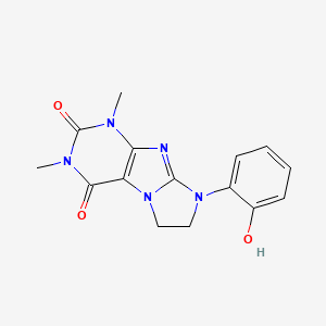 molecular formula C15H15N5O3 B2924969 6-(2-Hydroxyphenyl)-2,4-dimethyl-7,8-dihydropurino[7,8-a]imidazole-1,3-dione CAS No. 946341-02-2