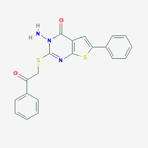 molecular formula C20H15N3O2S2 B292497 3-amino-2-[(2-oxo-2-phenylethyl)sulfanyl]-6-phenylthieno[2,3-d]pyrimidin-4(3H)-one 