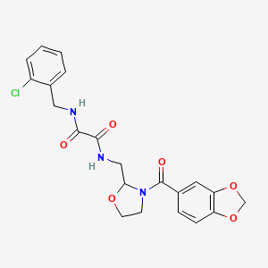 molecular formula C21H20ClN3O6 B2924973 N1-((3-(benzo[d][1,3]dioxole-5-carbonyl)oxazolidin-2-yl)methyl)-N2-(2-chlorobenzyl)oxalamide CAS No. 874805-69-3