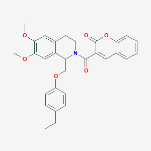 molecular formula C30H29NO6 B2924974 3-[1-[(4-ethylphenoxy)methyl]-6,7-dimethoxy-3,4-dihydro-1H-isoquinoline-2-carbonyl]chromen-2-one CAS No. 422534-01-8