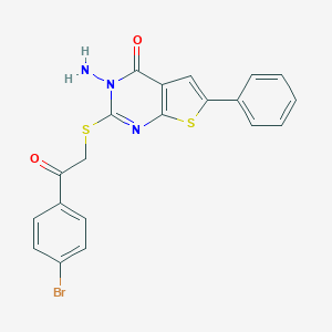 molecular formula C20H14BrN3O2S2 B292498 3-amino-2-{[2-(4-bromophenyl)-2-oxoethyl]sulfanyl}-6-phenylthieno[2,3-d]pyrimidin-4(3H)-one 