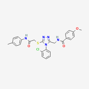 molecular formula C26H24ClN5O3S B2924983 N-[[4-(2-氯苯基)-5-[2-(4-甲基苯胺基)-2-氧代乙基]硫代-1,2,4-三唑-3-基]甲基]-4-甲氧基苯甲酰胺 CAS No. 476434-06-7