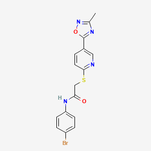 molecular formula C16H13BrN4O2S B2924998 N-(4-溴苯基)-2-((5-(3-甲基-1,2,4-恶二唑-5-基)吡啶-2-基)硫代)乙酰胺 CAS No. 1251605-42-1