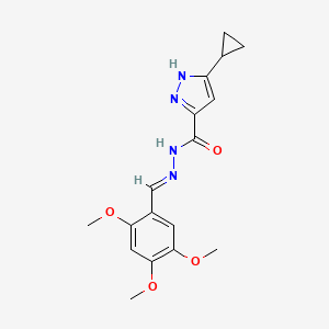 molecular formula C17H20N4O4 B2925009 (E)-3-cyclopropyl-N'-(2,4,5-trimethoxybenzylidene)-1H-pyrazole-5-carbohydrazide CAS No. 306302-47-6