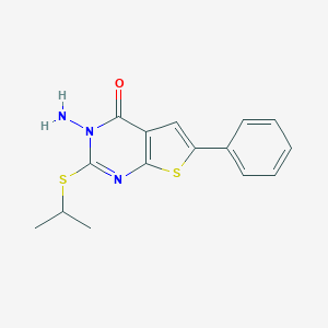 molecular formula C15H15N3OS2 B292501 3-amino-2-(isopropylsulfanyl)-6-phenylthieno[2,3-d]pyrimidin-4(3H)-one 