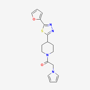 molecular formula C17H18N4O2S B2925022 1-(4-(5-(furan-2-yl)-1,3,4-thiadiazol-2-yl)piperidin-1-yl)-2-(1H-pyrrol-1-yl)ethanone CAS No. 1351645-82-3