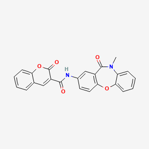 molecular formula C24H16N2O5 B2925026 N-(10-甲基-11-氧代-10,11-二氢二苯并[b,f][1,4]恶杂环-2-基)-2-氧代-2H-色烯-3-甲酰胺 CAS No. 921889-64-7