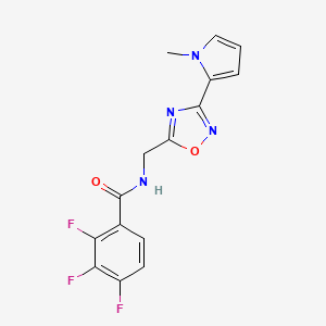molecular formula C15H11F3N4O2 B2925036 2,3,4-trifluoro-N-((3-(1-methyl-1H-pyrrol-2-yl)-1,2,4-oxadiazol-5-yl)methyl)benzamide CAS No. 2034440-65-6