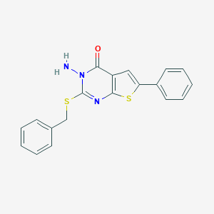 molecular formula C19H15N3OS2 B292504 3-amino-2-(benzylsulfanyl)-6-phenylthieno[2,3-d]pyrimidin-4(3H)-one 