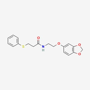 molecular formula C18H19NO4S B2925043 N-(2-(benzo[d][1,3]dioxol-5-yloxy)ethyl)-3-(phenylthio)propanamide CAS No. 1170602-36-4