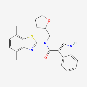 N-(4,7-dimethylbenzo[d]thiazol-2-yl)-N-((tetrahydrofuran-2-yl)methyl)-1H-indole-3-carboxamide