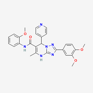 molecular formula C27H26N6O4 B2925057 2-(3,4-二甲氧基苯基)-N-(2-甲氧基苯基)-5-甲基-7-(吡啶-4-基)-4H,7H-[1,2,4]三唑并[1,5-a]嘧啶-6-甲酰胺 CAS No. 539831-50-0