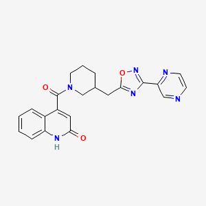 molecular formula C22H20N6O3 B2925079 (2-Hydroxyquinolin-4-yl)(3-((3-(pyrazin-2-yl)-1,2,4-oxadiazol-5-yl)methyl)piperidin-1-yl)methanone CAS No. 1705440-67-0
