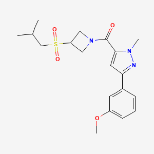 molecular formula C19H25N3O4S B2925099 (3-(isobutylsulfonyl)azetidin-1-yl)(3-(3-methoxyphenyl)-1-methyl-1H-pyrazol-5-yl)methanone CAS No. 1797846-98-0