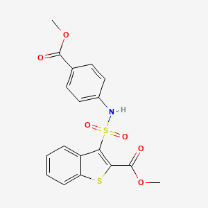 molecular formula C18H15NO6S2 B2925100 methyl 3-{[4-(methoxycarbonyl)phenyl]sulfamoyl}-1-benzothiophene-2-carboxylate CAS No. 932465-23-1