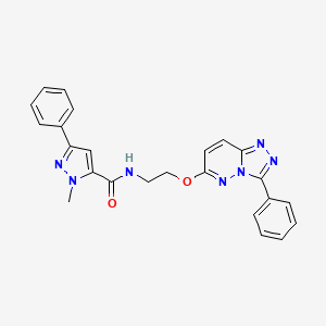 molecular formula C24H21N7O2 B2925106 1-甲基-3-苯基-N-(2-((3-苯基-[1,2,4]三唑并[4,3-b]嘧啶-6-基)氧基)乙基)-1H-吡唑-5-甲酰胺 CAS No. 1209196-92-8