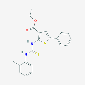 molecular formula C21H20N2O2S2 B292511 Ethyl 5-phenyl-2-[(2-toluidinocarbothioyl)amino]-3-thiophenecarboxylate 