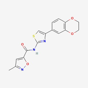 molecular formula C16H13N3O4S B2925120 N-(4-(2,3-dihydrobenzo[b][1,4]dioxin-6-yl)thiazol-2-yl)-3-methylisoxazole-5-carboxamide CAS No. 930733-09-8