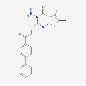 molecular formula C22H19N3O2S2 B292513 3-amino-2-[(2-[1,1'-biphenyl]-4-yl-2-oxoethyl)sulfanyl]-5,6-dimethylthieno[2,3-d]pyrimidin-4(3H)-one 