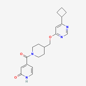 molecular formula C20H24N4O3 B2925134 4-[4-[(6-Cyclobutylpyrimidin-4-yl)oxymethyl]piperidine-1-carbonyl]-1H-pyridin-2-one CAS No. 2380033-05-4