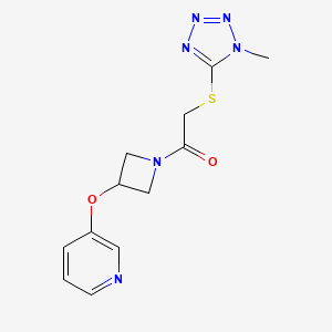molecular formula C12H14N6O2S B2925140 2-((1-methyl-1H-tetrazol-5-yl)thio)-1-(3-(pyridin-3-yloxy)azetidin-1-yl)ethanone CAS No. 1903683-69-1