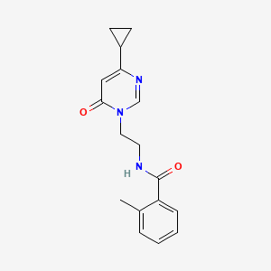 molecular formula C17H19N3O2 B2925141 N-(2-(4-cyclopropyl-6-oxopyrimidin-1(6H)-yl)ethyl)-2-methylbenzamide CAS No. 2034589-53-0