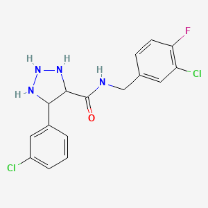 N-[(3-chloro-4-fluorophenyl)methyl]-4-(3-chlorophenyl)-1H-1,2,3-triazole-5-carboxamide