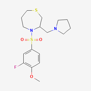 4-((3-Fluoro-4-methoxyphenyl)sulfonyl)-3-(pyrrolidin-1-ylmethyl)-1,4-thiazepane