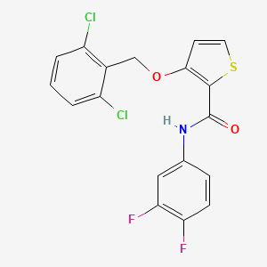 molecular formula C18H11Cl2F2NO2S B2925163 3-[(2,6-dichlorophenyl)methoxy]-N-(3,4-difluorophenyl)thiophene-2-carboxamide CAS No. 344269-97-2