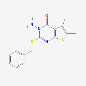 molecular formula C15H15N3OS2 B292517 3-amino-2-(benzylsulfanyl)-5,6-dimethylthieno[2,3-d]pyrimidin-4(3H)-one 