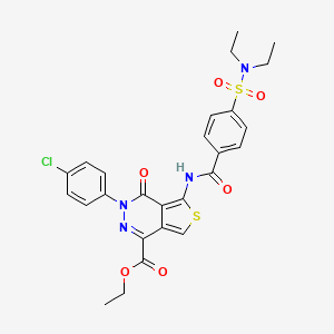 molecular formula C26H25ClN4O6S2 B2925175 3-(4-氯苯基)-5-(4-(N,N-二乙基磺酰基)苯甲酰胺)-4-氧代-3,4-二氢噻吩并[3,4-d]哒嗪-1-羧酸乙酯 CAS No. 851950-86-2