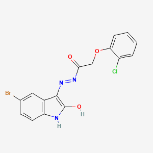 5-Bromo-3-(2-(2-chlorophenoxy)acetylhydrazidyl)-2-oxoindoline