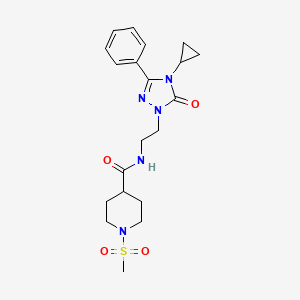 N-(2-(4-cyclopropyl-5-oxo-3-phenyl-4,5-dihydro-1H-1,2,4-triazol-1-yl)ethyl)-1-(methylsulfonyl)piperidine-4-carboxamide