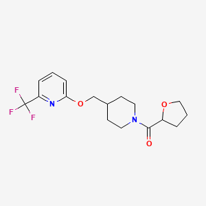 molecular formula C17H21F3N2O3 B2925213 2-{[1-(Oxolane-2-carbonyl)piperidin-4-yl]methoxy}-6-(trifluoromethyl)pyridine CAS No. 2199869-61-7