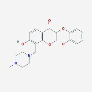 molecular formula C22H24N2O5 B2925216 7-hydroxy-3-(2-methoxyphenoxy)-8-((4-methylpiperazin-1-yl)methyl)-4H-chromen-4-one CAS No. 845808-38-0