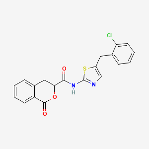 molecular formula C20H15ClN2O3S B2925223 N-[5-[(2-chlorophenyl)methyl]-1,3-thiazol-2-yl]-1-oxo-3,4-dihydroisochromene-3-carboxamide CAS No. 853740-59-7