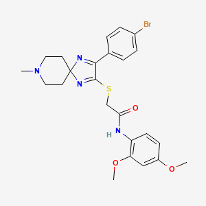 molecular formula C24H27BrN4O3S B2925237 2-((3-(4-bromophenyl)-8-methyl-1,4,8-triazaspiro[4.5]deca-1,3-dien-2-yl)thio)-N-(2,4-dimethoxyphenyl)acetamide CAS No. 1215792-14-5