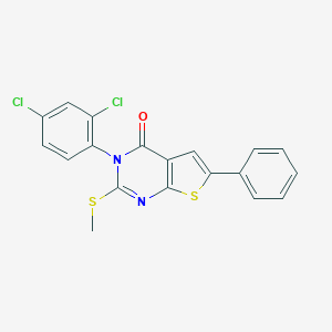 molecular formula C19H12Cl2N2OS2 B292524 3-(2,4-dichlorophenyl)-2-(methylsulfanyl)-6-phenylthieno[2,3-d]pyrimidin-4(3H)-one 