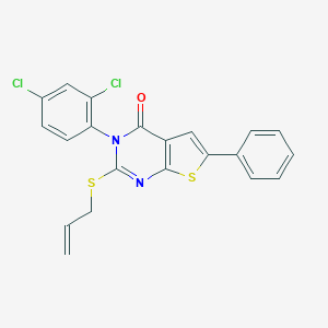 molecular formula C21H14Cl2N2OS2 B292525 2-(allylsulfanyl)-3-(2,4-dichlorophenyl)-6-phenylthieno[2,3-d]pyrimidin-4(3H)-one 