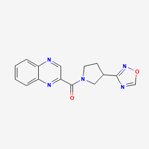 molecular formula C15H13N5O2 B2925255 (3-(1,2,4-Oxadiazol-3-yl)pyrrolidin-1-yl)(quinoxalin-2-yl)methanone CAS No. 2034551-69-2