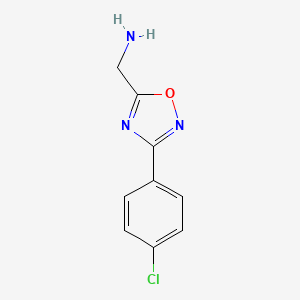 molecular formula C9H8ClN3O B2925263 [3-(4-Chlorophenyl)-1,2,4-oxadiazol-5-yl]methanamine CAS No. 885953-64-0