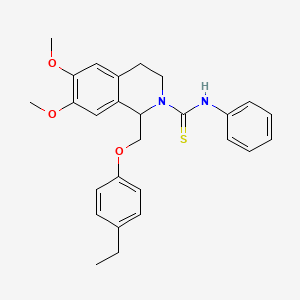 molecular formula C27H30N2O3S B2925269 1-((4-ethylphenoxy)methyl)-6,7-dimethoxy-N-phenyl-3,4-dihydroisoquinoline-2(1H)-carbothioamide CAS No. 536698-50-7