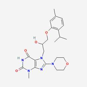 molecular formula C23H31N5O5 B2925271 7-(2-hydroxy-3-(2-isopropyl-5-methylphenoxy)propyl)-3-methyl-8-morpholino-1H-purine-2,6(3H,7H)-dione CAS No. 941965-31-7