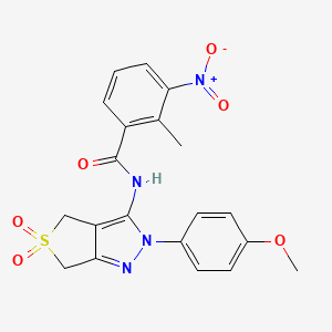 molecular formula C20H18N4O6S B2925273 N-[2-(4-methoxyphenyl)-5,5-dioxo-4,6-dihydrothieno[3,4-c]pyrazol-3-yl]-2-methyl-3-nitrobenzamide CAS No. 450338-04-2