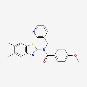 molecular formula C23H21N3O2S B2925277 N-(5,6-dimethylbenzo[d]thiazol-2-yl)-4-methoxy-N-(pyridin-3-ylmethyl)benzamide CAS No. 886945-55-7
