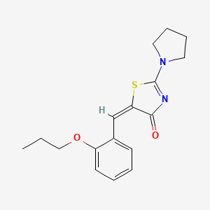 molecular formula C17H20N2O2S B2925295 (E)-5-(2-丙氧基苄叉)-2-(吡咯烷-1-基)噻唑-4(5H)-酮 CAS No. 587012-10-0